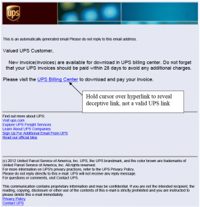 Not only is there an invalid link, grammatical errors, but UPS will never invoice you.